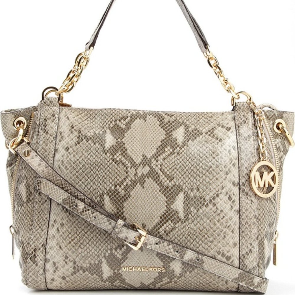 MICHAEL Michael Kors Stanthorpe Snake Stamped Leather Large Satchel Shoulder Bag